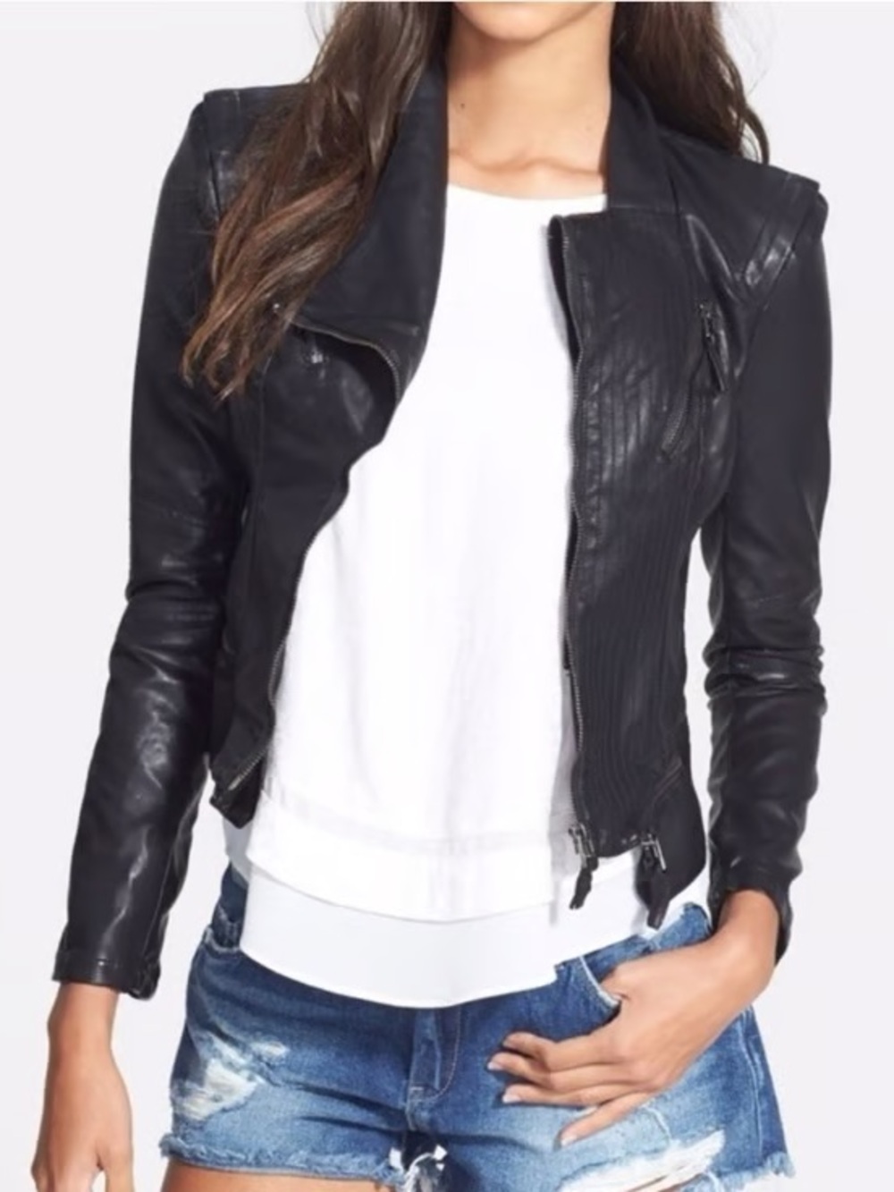 Blank NYC Black Women's Faux Leather Moto Jacket